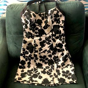 Black and white floral mini dress